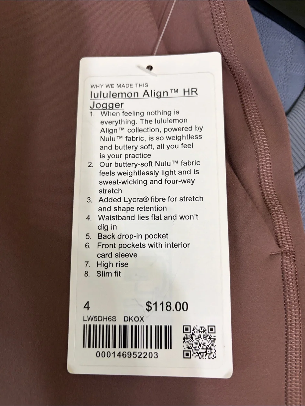 Lululemon align HR ' High-Waist Jogger Bottoms in Mauve